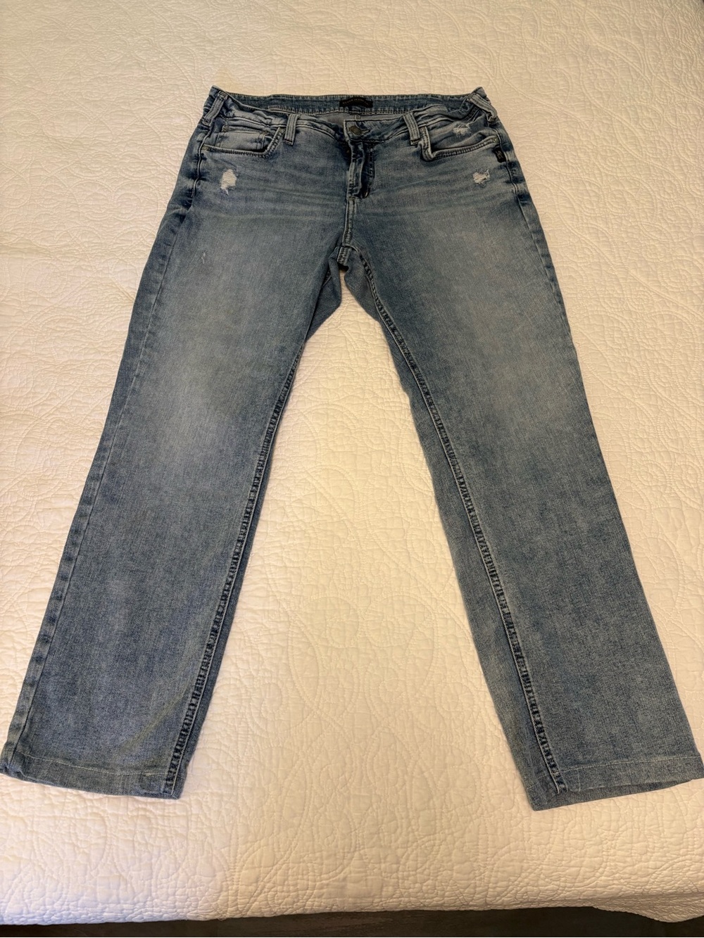 Silver Jeans Women's Straight Leg Faded Blue Denim Jeans